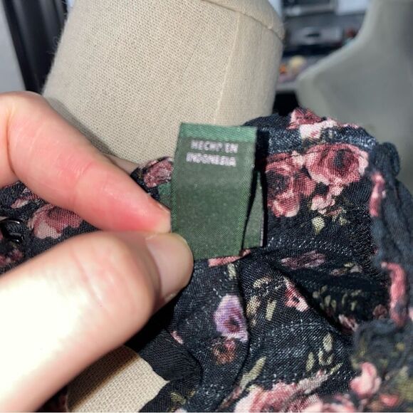 Wild Fable Women's Black And Pink Floral High Neck Long Sleeve Dress Small - Picture 14 of 15